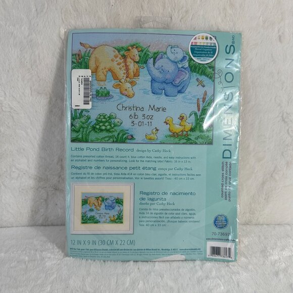Dimensions "Little Pond Birth Record" Counted Cross Stitch Kit- # 70-73697 - NEW - Picture 1 of 5